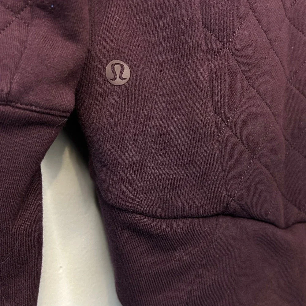Lululemon Forever Warm Pullover Black Cherry Quilted Half Zip Size 10 NWT - Picture 8 of 13